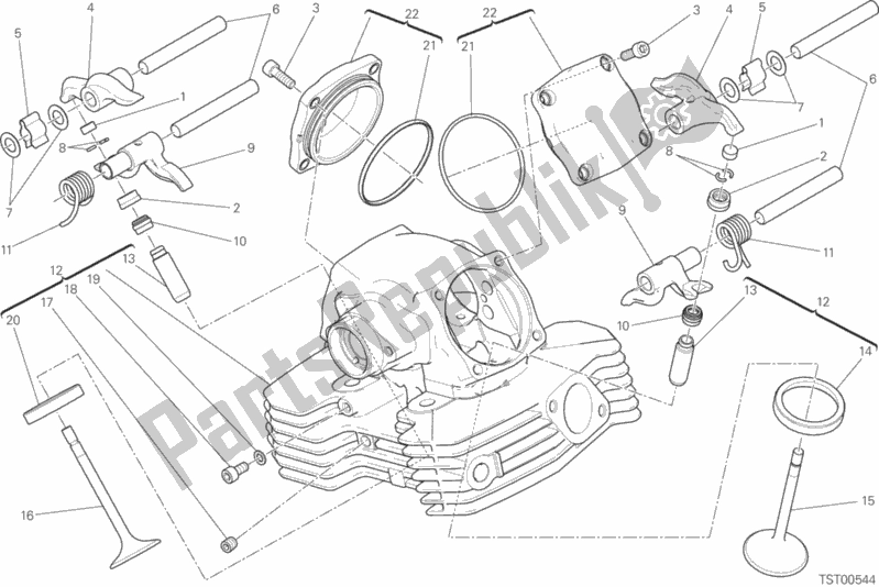 Alle onderdelen voor de Verticale Kop van de Ducati Scrambler Flat Track PRO 803 2016